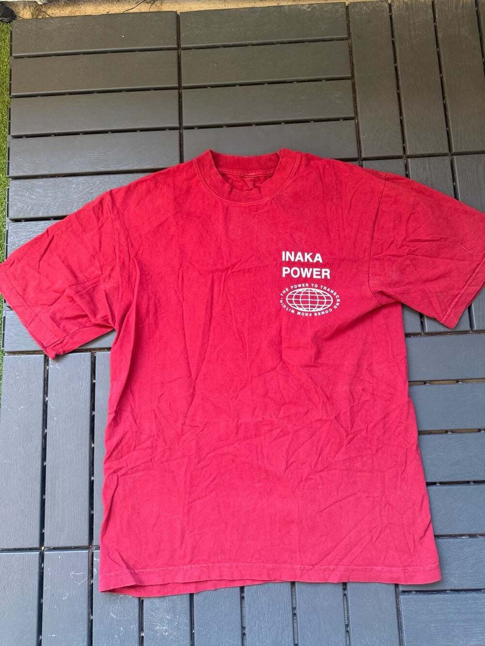 Inaka Power The Power To Transcend Globe Logo Red Graphic T-Shirt